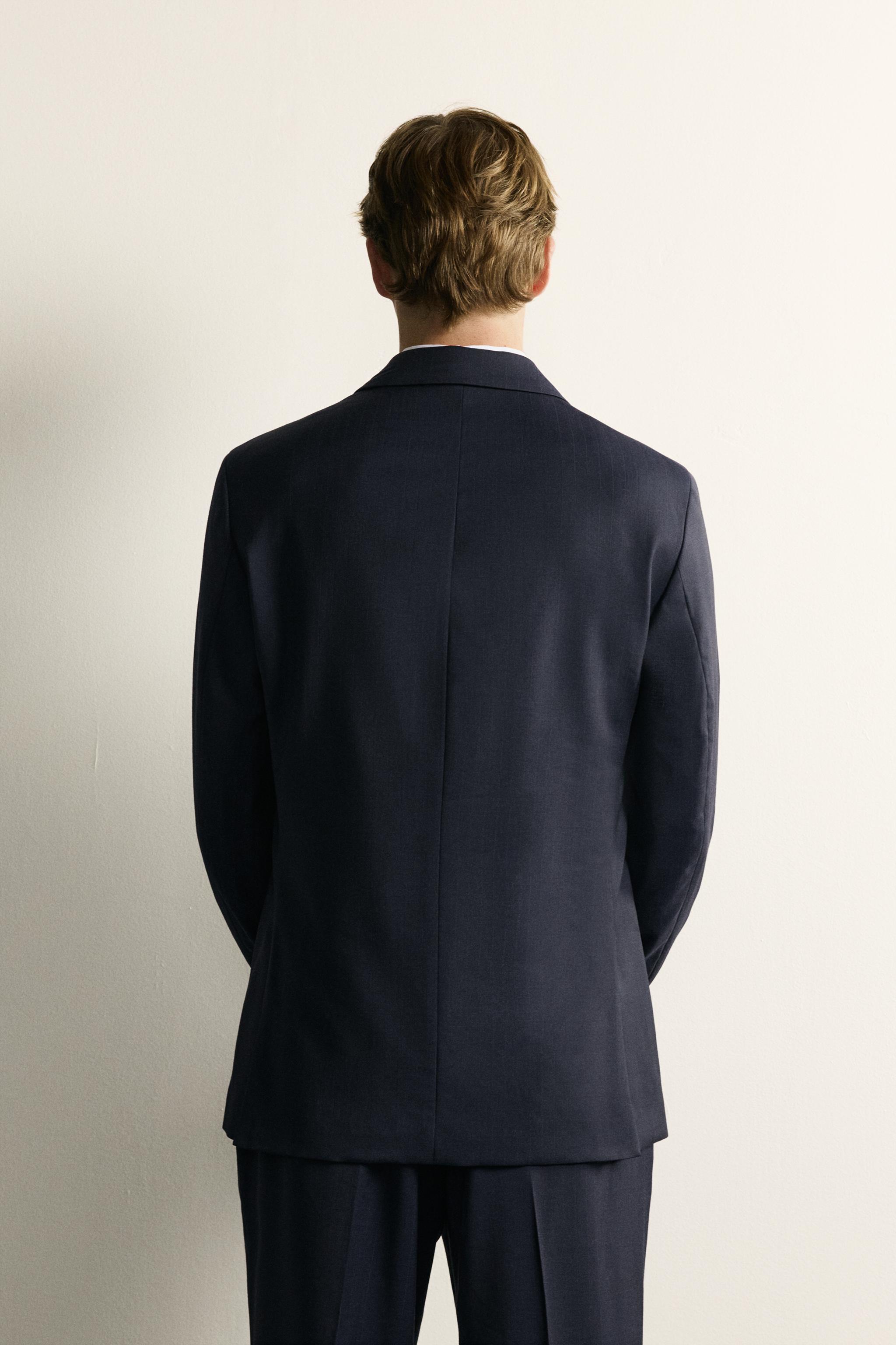 REGULAR FIT 100% WOOL PINSTRIPE SUIT BLAZER